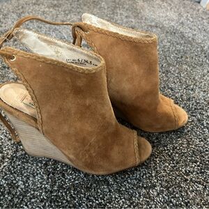 Stylish Brown Suede Wedge Sandals